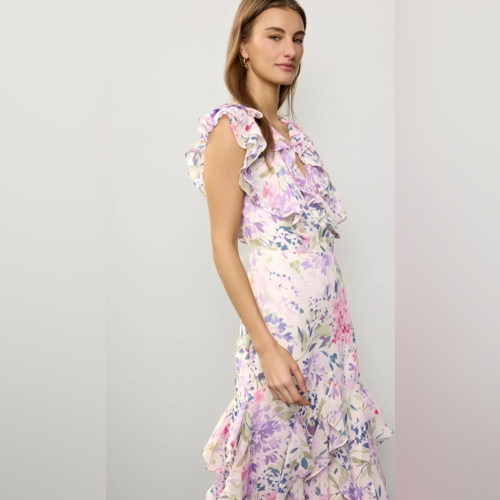 Ralph Lauren Pink and Purple Maxi Sundress V-Neck Sleeveless